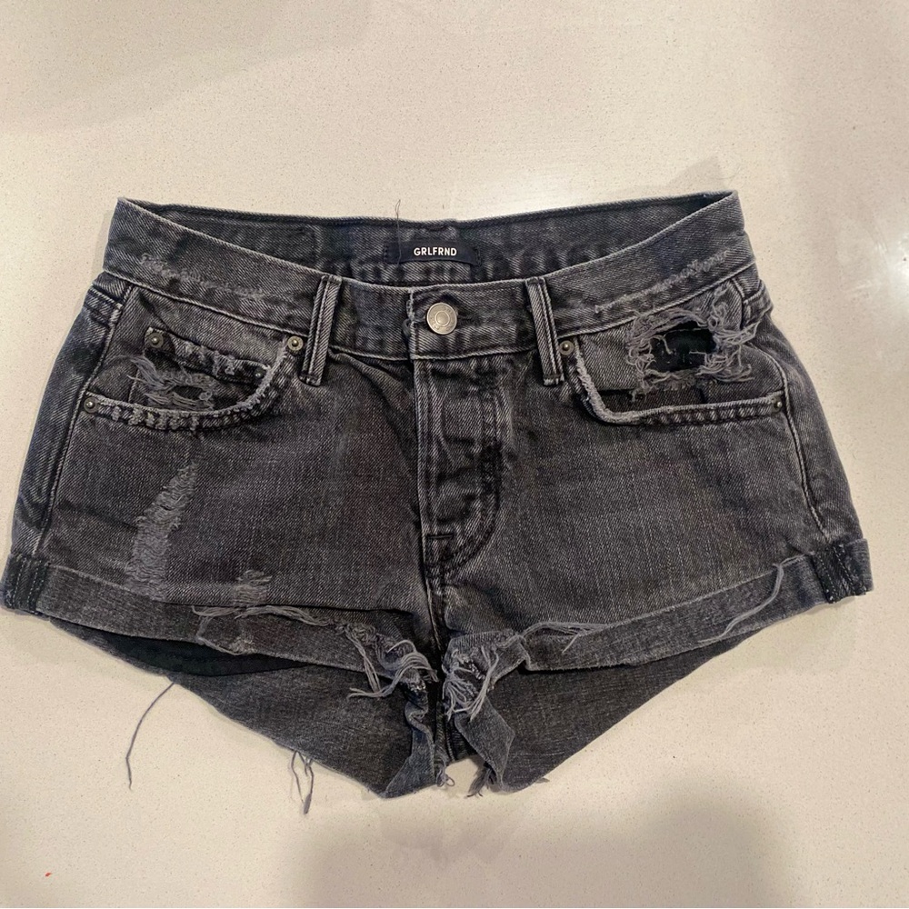 GRLFRND Low Rise Distressed Jean Shorts